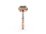 Rose gold Fancy Green Emerald  Diamond Solitaire Ring with Shared Prong Pavé Band_56