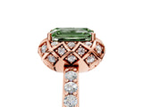 Rose gold Fancy Green Emerald  Diamond Solitaire Ring with Shared Prong Pavé Band_59