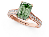 Rose gold Fancy Green Emerald  Diamond Solitaire with Pave Band and Six-Prong Setting_21