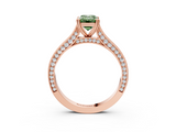 Rose gold Fancy Green Emerald  Diamond Solitaire with Pave Band and Six-Prong Setting_23