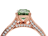 Rose gold Fancy Green Emerald  Diamond Solitaire with Pave Band and Six-Prong Setting_24