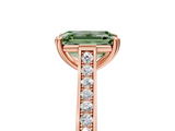 Rose gold Fancy Green Emerald  Diamond Solitaire with Pave Band and Six-Prong Setting_25