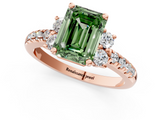 Rose gold Fancy Green Emerald  Diamond Three-Stone Pave Band with Four-Prong Setting_21