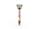 Rose gold Fancy Green Emerald  Diamond Three-Stone Pave Band with Four-Prong Setting_22