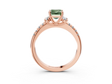 Rose gold Fancy Green Emerald  Diamond Three-Stone Pave Band with Four-Prong Setting_23