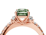 Rose gold Fancy Green Emerald  Diamond Three-Stone Pave Band with Four-Prong Setting_24