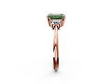 Rose gold Fancy Green Emerald  Diamond Three-Stone Ring with Trapezoid Side Stones and Prong Setting_19