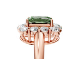 Rose gold Fancy Green Emerald  Halo Cluster Diamond Engagement Ring with Prong Setting and Polished Band_25