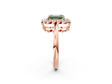 Rose gold Fancy Green Emerald  Halo Cluster Diamond Engagement Ring with Solitaire Band and Prong Setting_70