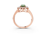 Rose gold Fancy Green Emerald  Halo Cluster Diamond Engagement Ring with Solitaire Band and Prong Setting_71