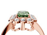 Rose gold Fancy Green Emerald  Halo Cluster Diamond Engagement Ring with Solitaire Band and Prong Setting_72
