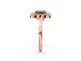 Rose gold Fancy Green Emerald  Halo Diamond Cluster Engagement Ring with Milgrain Bezel Setting and Solitaire Band_53