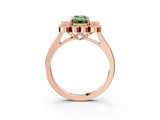 Rose gold Fancy Green Emerald  Halo Diamond Cluster Engagement Ring with Milgrain Bezel Setting and Solitaire Band_54