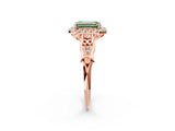 Rose gold Fancy Green Emerald  Halo Diamond Engagement Ring with Filigree Band and Four-Prong Setting_83