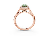 Rose gold Fancy Green Emerald  Halo Diamond Engagement Ring with Filigree Band and Four-Prong Setting_84