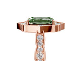 Rose gold Fancy Green Emerald  Halo Diamond Engagement Ring with Milgrain Band and Four-Prong Setting_42