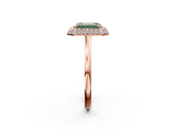 Rose gold Fancy Green Emerald  Halo Diamond Engagement Ring with Solitaire Band and Four-Prong Setting_22