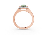 Rose gold Fancy Green Emerald  Halo Diamond Engagement Ring with Solitaire Band and Four-Prong Setting_23