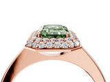 Rose gold Fancy Green Emerald  Halo Diamond Engagement Ring with Solitaire Band and Four-Prong Setting_24