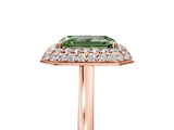 Rose gold Fancy Green Emerald  Halo Diamond Engagement Ring with Solitaire Band and Four-Prong Setting_25