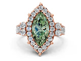 Rose gold Fancy Green Emerald  Halo Diamond Engagement Ring with Split Shank and Four-Prong Setting_60