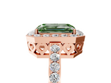 Rose gold Fancy Green Emerald  Halo Diamond Pavé Band Ring with Prong Setting_25