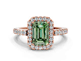 Rose gold Fancy Green Emerald  Halo Diamond Pavé Solitaire Ring_51