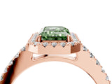 Rose gold Fancy Green Emerald  Halo Diamond Pavé Solitaire Ring_55