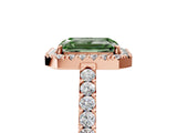 Rose gold Fancy Green Emerald  Halo Diamond Pavé Solitaire Ring_56