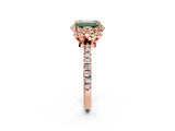 Rose gold Fancy Green Emerald  Halo Diamond Pave Band Ring with Four-Prong Setting_17