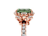 Rose gold Fancy Green Emerald  Halo Diamond Pave Band Ring with Four-Prong Setting_20