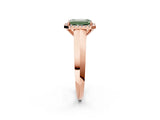 Rose gold Fancy Green Emerald  Halo Diamond Ring with Cathedral Band and Four-Prong Setting_51