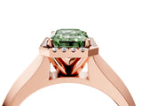 Rose gold Fancy Green Emerald  Halo Diamond Ring with Cathedral Band and Four-Prong Setting_53