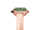 Rose gold Fancy Green Emerald  Halo Diamond Ring with Cathedral Band and Four-Prong Setting_54
