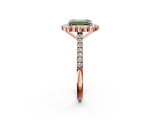 Rose gold Fancy Green Emerald  Halo Diamond Ring with Pavé Band and Prong Setting_22
