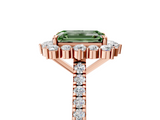 Rose gold Fancy Green Emerald  Halo Diamond Ring with Pavé Band and Prong Setting_25