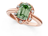 Rose gold Fancy Green Emerald  Halo Diamond Ring with Round Cluster Setting, Solitaire Band, and Four-Prong Setting_74