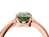 Rose gold Fancy Green Emerald  Halo Diamond Ring with Round Cluster Setting, Solitaire Band, and Four-Prong Setting_77