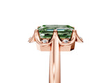 Rose gold Fancy Green Emerald  Halo Diamond Ring with Round Cluster Setting, Solitaire Band, and Four-Prong Setting_78