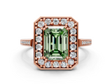 Rose gold Fancy Green Emerald  Halo Diamond Ring with Split Shank and Four-Prong Setting_46