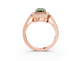 Rose gold Fancy Green Emerald  Halo Diamond Ring with Split Shank and Four-Prong Setting_49
