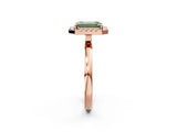 Rose gold Fancy Green Emerald  Halo Diamond Solitaire with Pavé Band and Four-Prong Setting_93
