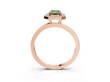 Rose gold Fancy Green Emerald  Halo Diamond Solitaire with Pavé Band and Four-Prong Setting_94