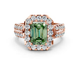 Rose gold Fancy Green Emerald  Halo Diamond Split Shank Engagement Ring with Prong Setting_63