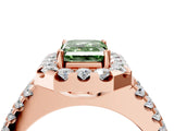 Rose gold Fancy Green Emerald  Halo Diamond Split Shank Engagement Ring with Prong Setting_67