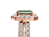 Rose gold Fancy Green Emerald  Halo Diamond Split Shank Engagement Ring with Prong Setting_68