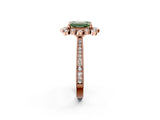 Rose gold Fancy Green Emerald  Halo Milgrain Pave Diamond Ring with Four-Prong Setting 3