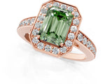 Rose gold Fancy Green Emerald  Halo Pavé Diamond Engagement Ring with Bezel Setting_38