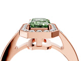 Rose gold Fancy Green Emerald  Halo Pavé Diamond Engagement Ring with Bezel Setting_41