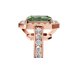 Rose gold Fancy Green Emerald  Halo Pavé Diamond Engagement Ring with Bezel Setting_42
